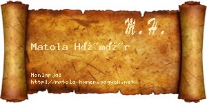 Matola Hümér névjegykártya